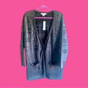 NWT August Silk Cardigan Women’s Size 2XL Gunmetal Long Sleeve Cocktail Party